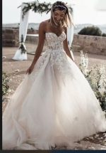 Off-the-shoulder sweetheart satin wedding gown - Image 4